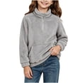 thumbnail image 2 of Xdegoge Teen Girls Fuzzy Fleece Pullover Sweater Quarter Zip Fluffy Sherpa Sweatshirt with Pockets Kids Warm Winter Outwear, Size 14-15, 2 of 6