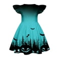 thumbnail image 3 of Grblisyd Halloween Dresses for Girls 10-12 Flutter Sleeve Cute Pumpkin Ghost Print A Line Dress Summer Crew Neck Party Dress, 3 of 4