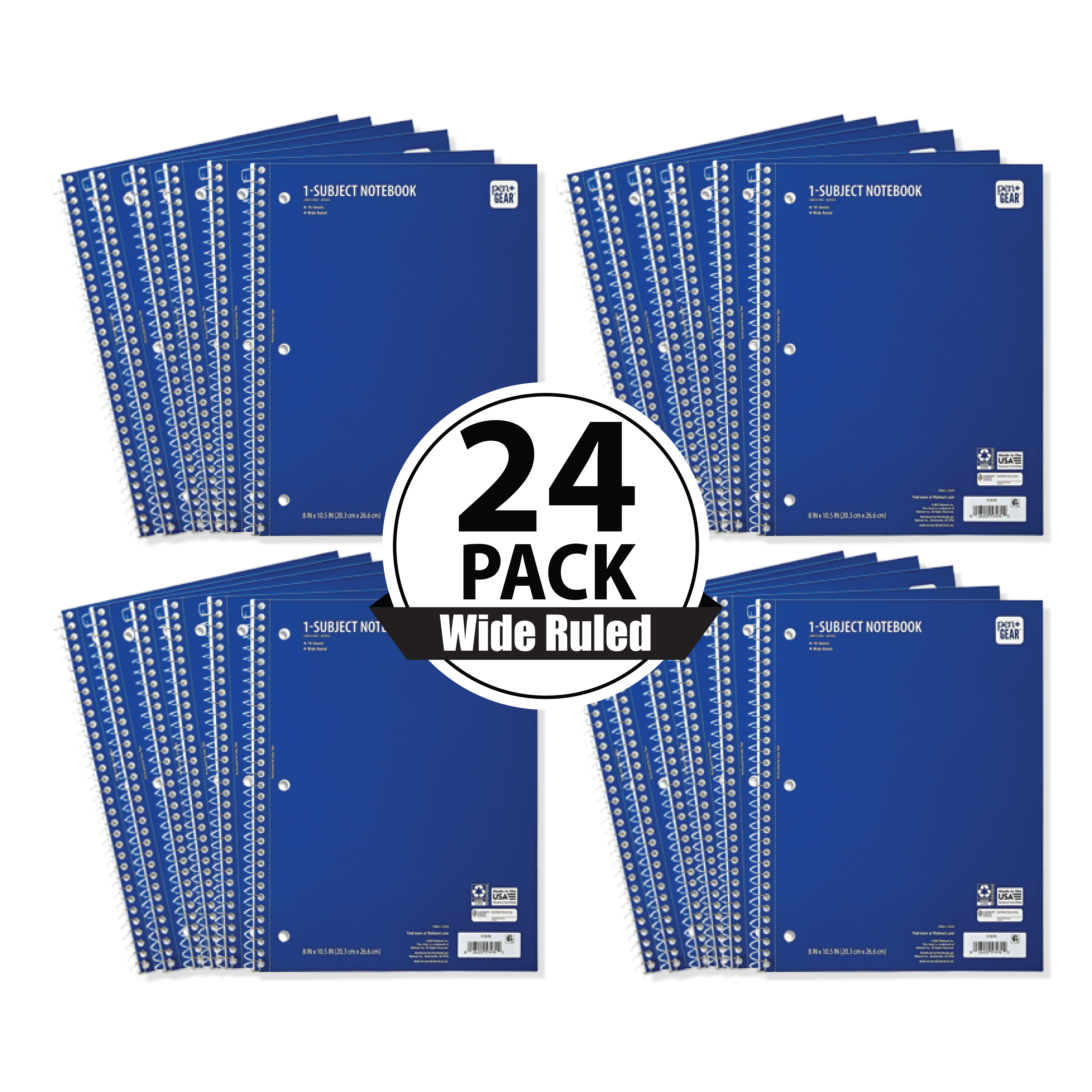 Pen+Gear Wide Ruled Spiral Notebooks, 24 Pack photo 1
