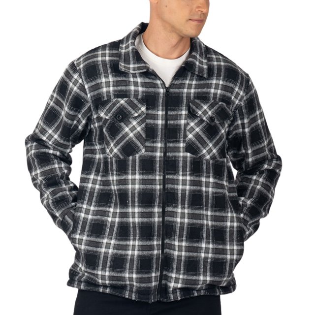 Alpine Swiss Felix Mens Fleece Flannel Jacket Heavyweight Zip-Up Plaid Shacket