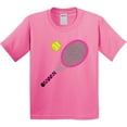 thumbnail image 3 of Inktastic Pink Tennis Racket and Ball Youth T-Shirt, 3 of 5
