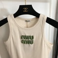 thumbnail image 3 of Miu Miu Women's Fashion Green Rhinestone Cotton Vest, 3 of 4