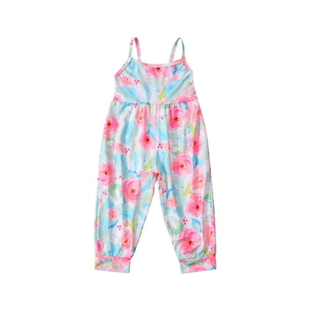 Sylvamorning Girls Sleeveless Print Jumpsuit Children Girls Stylish ...