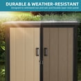 thumbnail image 5 of Uforic 54 Cu. Ft. Outdoor Vertical Storage Shed with 2 Shelves, 4.2x2.6x5 Ft, Includes Floor & Lockable Doors, Durable Double-Wall Plastic Cabinet for Trash Cans, Tools and Garden Equipment, Brown, 5 of 9