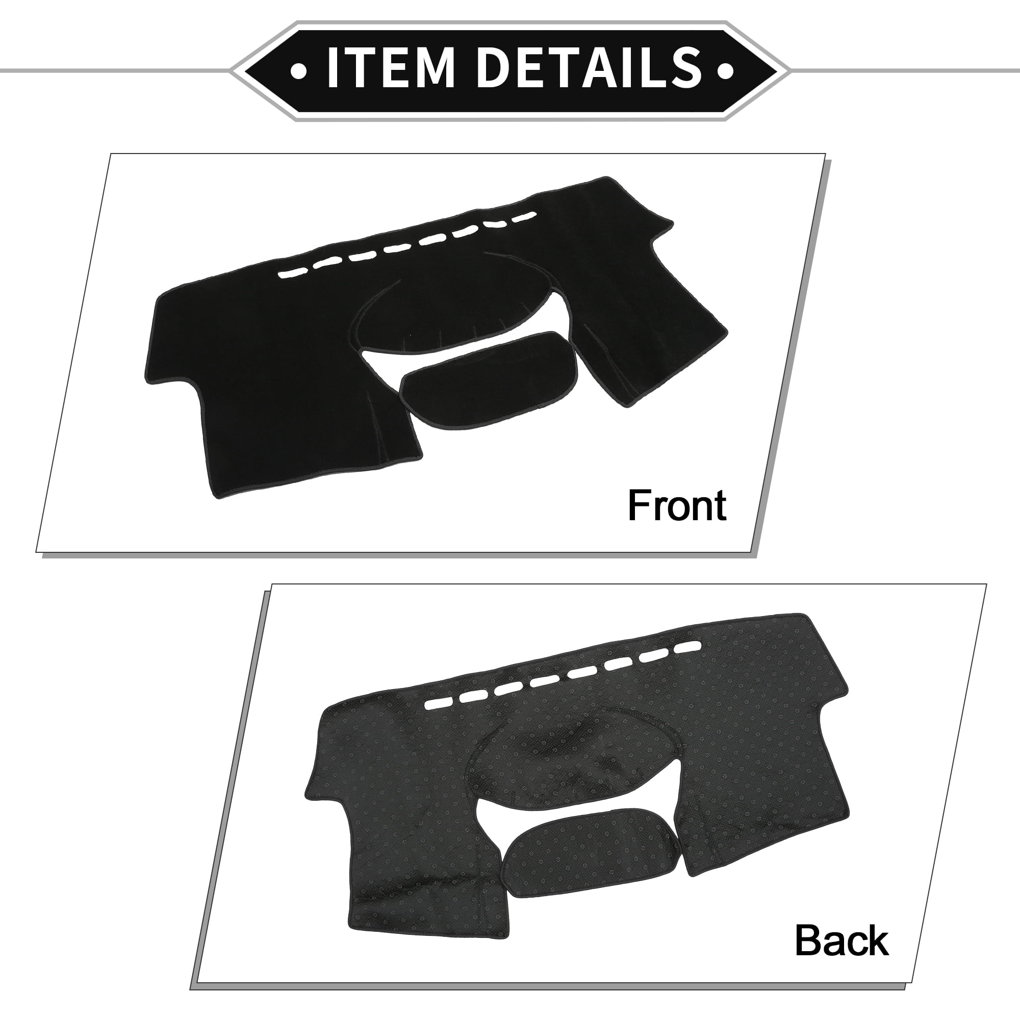 Unique Bargains Dash Cover Compatible for Toyota Yaris, Non-Slip Polyester Center Console Dashboard Cover Pad Carpet Black For TOYOTA YARIS 2004-2011