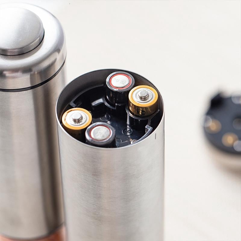 PatungKu Thumb Push Button Black Grinder Stainless Steel for Black Pepper Sea Salt