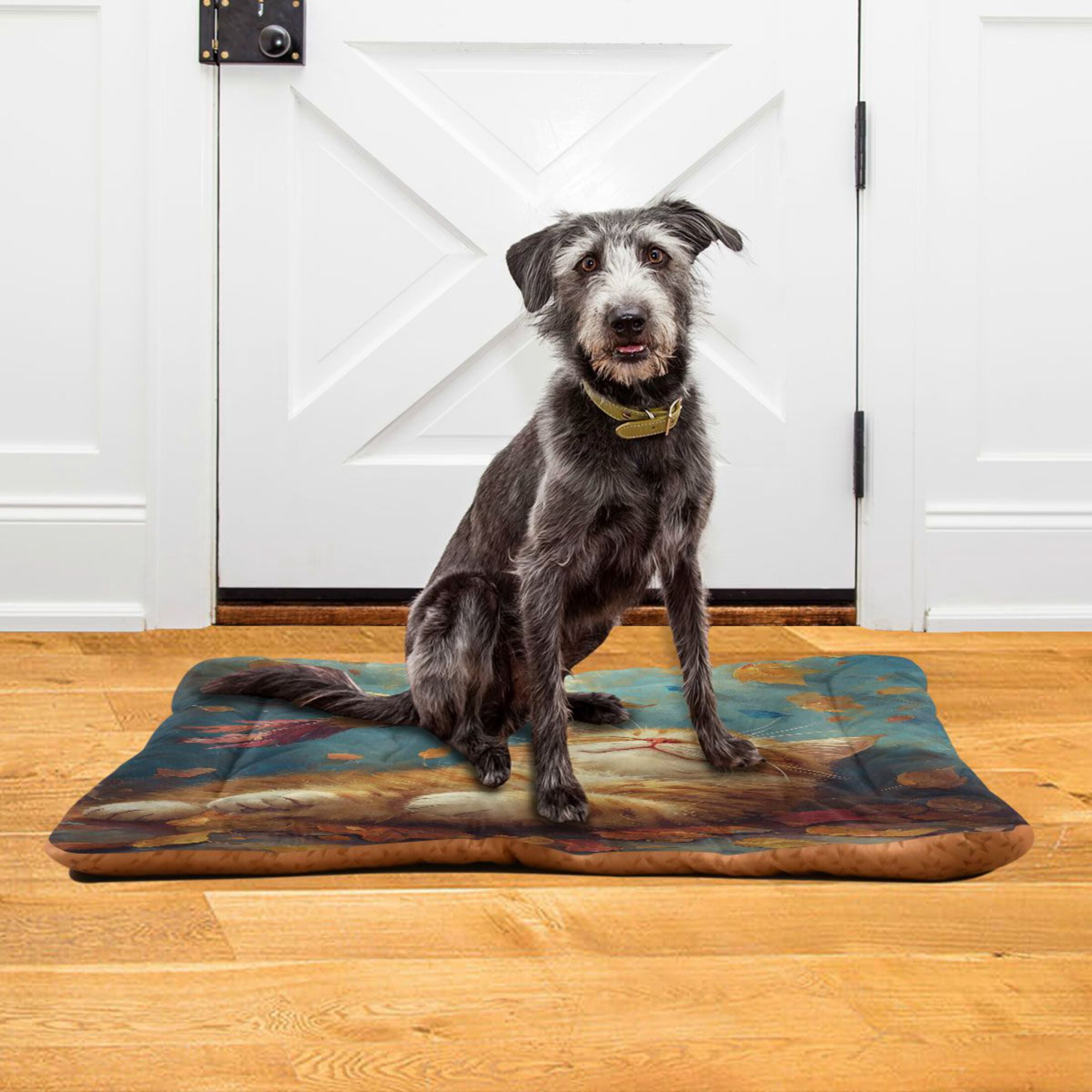 Qxltty Orange Cat Leaf Fall Ped Pad Wear-resistant and Hard to Bite Through Sleeping Pad for Small Medium Large Dogs Winter Pet Bed 36×24in