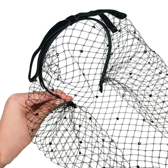 RUISINERY Elegant Fascinator Headband with Veil Vintage French Styles Hairhoop with Bowknot for Women Teaparty and Cocktails Event