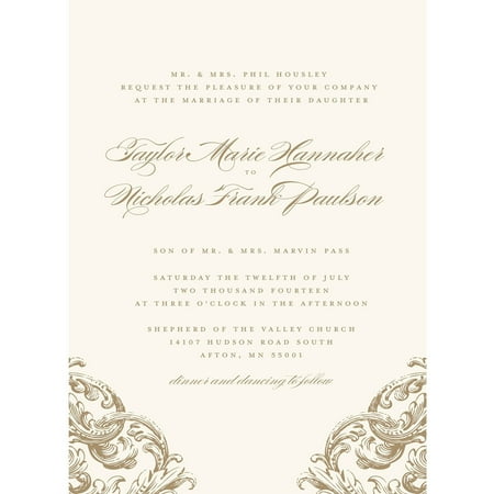 romantic scroll standard wedding invitation walmart com