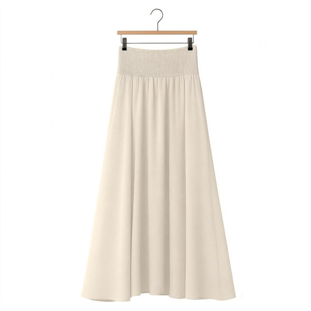TaTaai Ladies High Waist Elastic Waistband A-Line Midi Skirt Casual Versatile Stylish Skirt Soft Lightweight Material Perfect for Daily Commute and Outings Gift