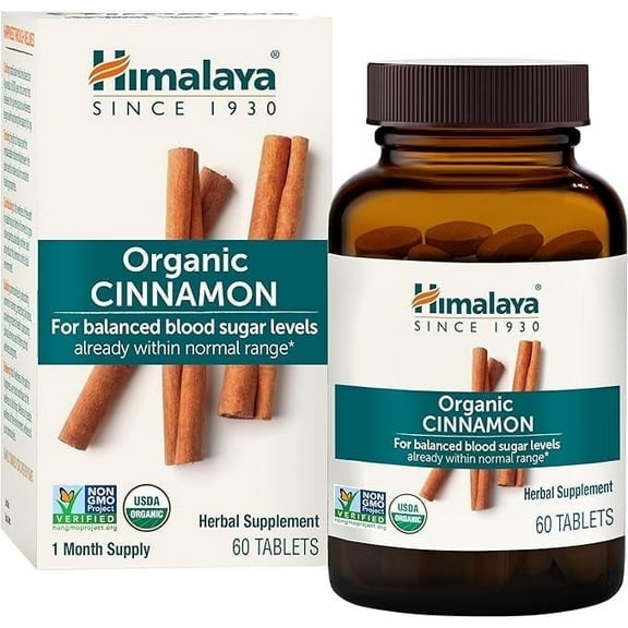 Himalaya Organic Cinnamon, for Glycemic Support, 1100 mg Daily, 60 Tablets