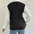 thumbnail image 7 of Sweater Vest for Women Button Down V Neck Sweater Ribbed Knit Outwear Tops Black Free Size, 7 of 7