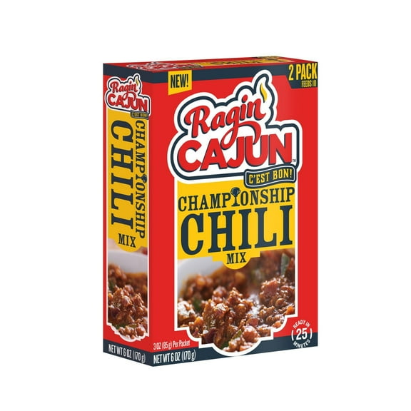 Ragin’ Cajun Championship Chili Mix, Louisiana Creole Seasoning Blend, 6 oz Box