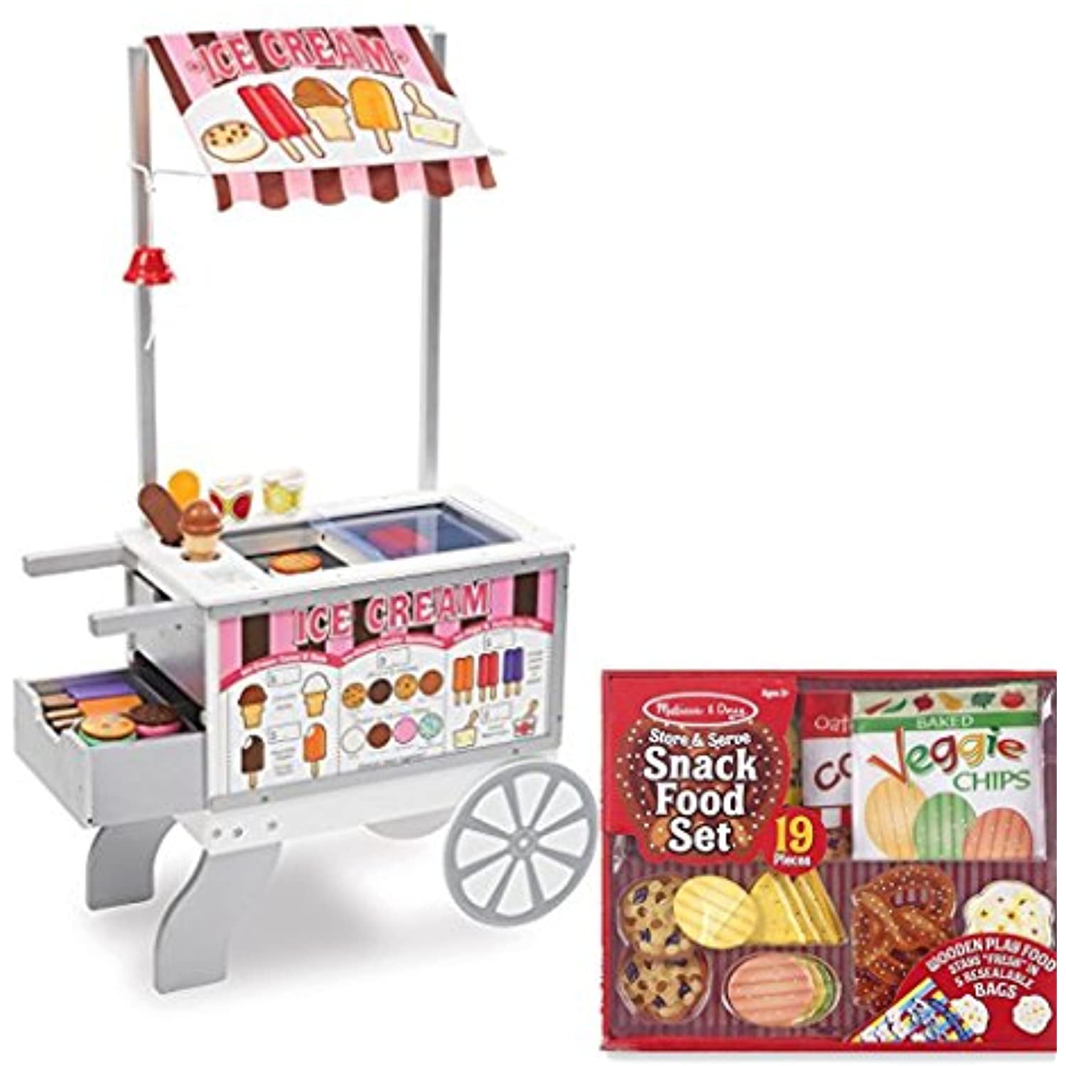 Melissa & Doug Wooden Toy Snacks and Sweets Food Cart Kids Xmas Birthday Gift 