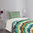 thumbnail image 5 of Ambesonne Geometric Quilted Bedspread Set 2 Pcs, Trippy Forms Motif, Twin Size, Multicolor, 5 of 6