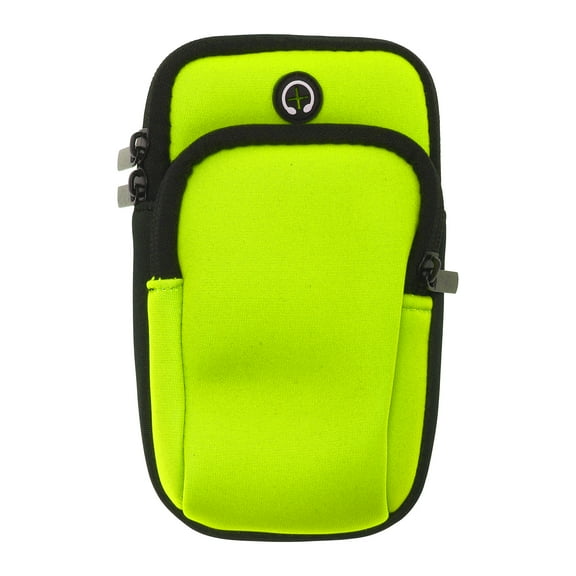 Unique Bargains 1 Pc Portable Phone Holder Arm Bands with Zipper for Hiking Gym Green Neoprene