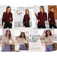thumbnail image 6 of PRETTYGARDEN Fall Quarter Zip Pullover Sweaters for Women Long Sleeve Collared Fitted Ribbed Knit Tops, 6 of 8