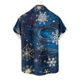 thumbnail image 6 of SERTG Men's Christmas Print Short Sleeve Shirt Lapel Collar Button Front Resort Casual Hawaiian Shirt Men Christmas Gifts Tops(Dark Blue,S), 6 of 6