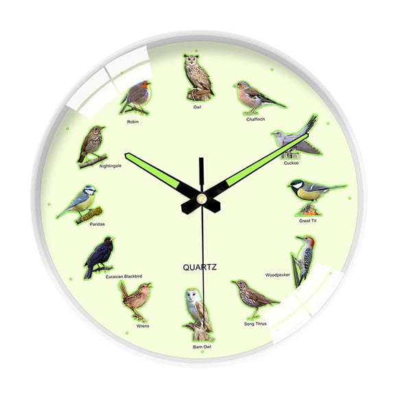 Reloj de pared Arte de pared Regalos silenciosos Adorno redondo ligero que brilla en la oscuridad para Blanco