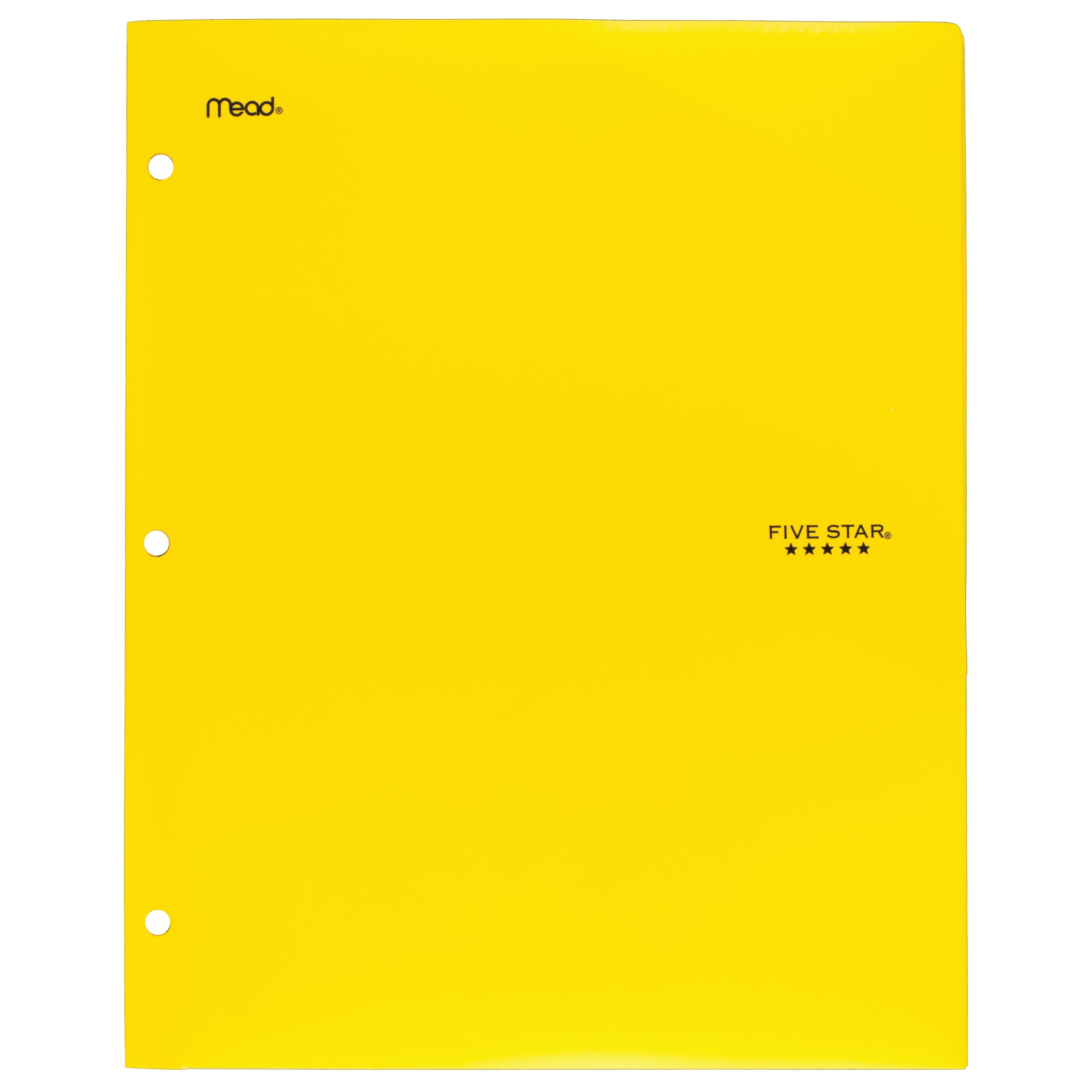 2 Pocket Plastic Folders Yellow 11.75" x 9.5" Details about   25 Mead Five Star 3 Hole 