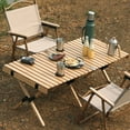 thumbnail image 3 of Folding Camp Chair Portable Camping Beach Chair Wood Grain Garden Chair, Beige, 3 of 7