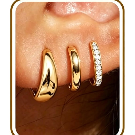 Small Sterling Silver Huggie Hoop Earrings Set for Women, Hypoallergenic 14K Gold Plated Hoops Stacks for Multiple Piercings, Dainty Cute Mini Lightweight Cartilage Studs Trendy Jewelry Gift