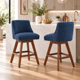 thumbnail image 2 of LEGAHOME Swivel Bar Stools Set of 2, 26” Upholstered Counter Height Bar Stools with Curved Backrest and Nailhead Trim, Modern Bar Stools with Wood Legs for Kitchen Island, Bar, Dining Room, Blue, 2 of 9
