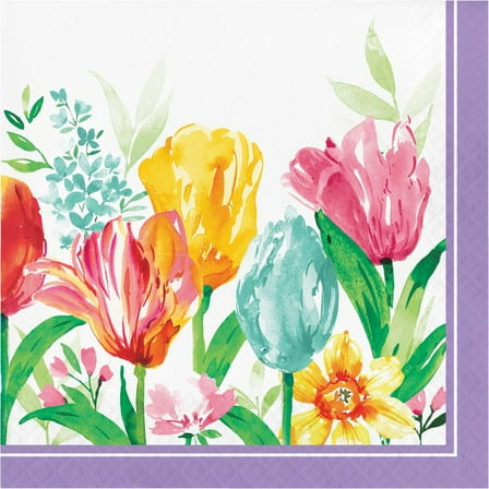 Beautiful Tulip Blooms Paper Lunch Napkins 16 Per Pack