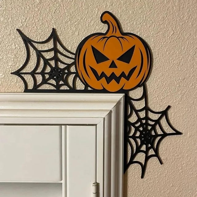 Adorno de metal para puerta de Halloween, decoración del hogar de Halloween, letrero de calabaza, decoración de esquina de puerta de ventana de mesa de Halloween para fiesta de Halloween, decoración d