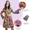 thumbnail image 5 of 70s Hippie Dress Costumes Necklace Earrings Sunglass Women Disco Outfit, 60s Party Costume, Halloween Retro Dresses, 5 of 7