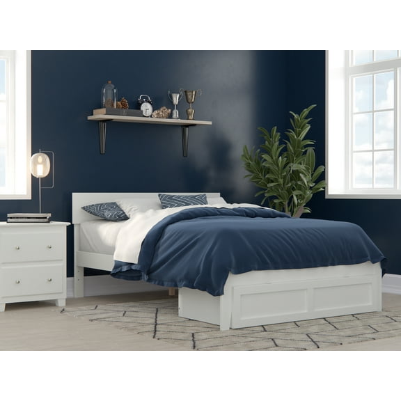 Boston Full Bed with Foot Drawer in White