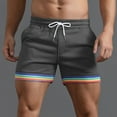 thumbnail image 2 of Shorts Men Male Summer Solid Color Rainbow Pants Pocket Drawstring Sports Straight Mens Shorts Athletic Dark Gray XXXL, 2 of 4