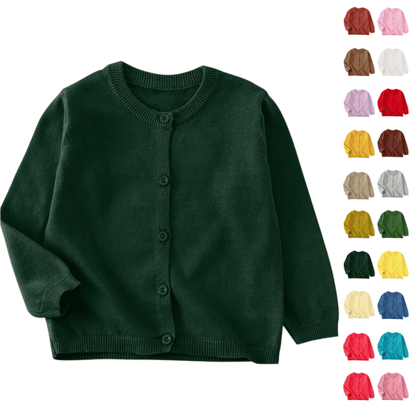 Utoimkio Little Girls Fall Knitted Cardigan Round Neck Long Sleeve Open Front Casual Comfortable Coats