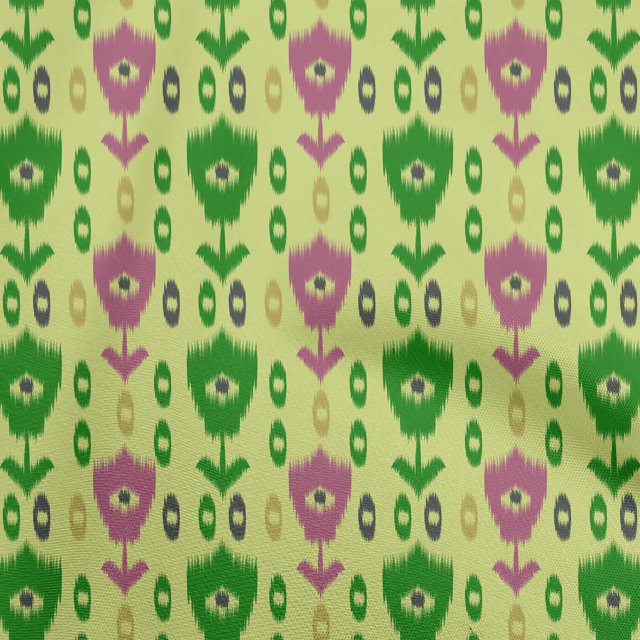 oneOone Rayon Lime Green Fabric Ikat Sewing Material Print Fabric By The Yard 56 Inch Wide