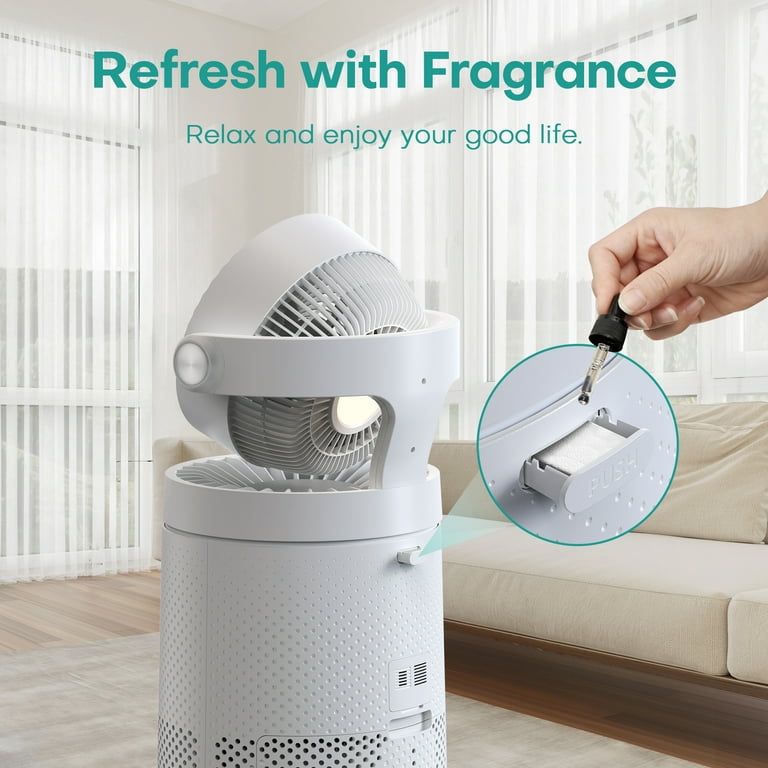 Air Purifier Fan for Home Large Room With Air Circulator Fan System Cover 2500 Sq.Ft Smart WIFI Oscillating Air Cleaner With Washable Filter For Home