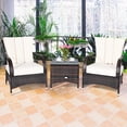 thumbnail image 3 of Gymax 3PCS Patio Rattan Conversation Set Outdoor Furniture Set w/ White Cushions, 3 of 10
