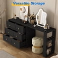 thumbnail image 2 of May in color L‑Shaped Vanity Set with Rotatable Tabletop, Modern Makeup Vanity Dresser with 6 Drawers & Open Storage Shelves, Multi‑Functional Vanity Desk for Bedroom, Nail Table, Sewing Table, Black, 2 of 8
