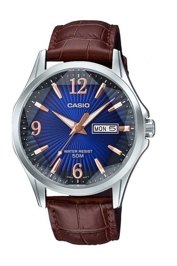 MTP-E120LY-2A Men's Standard Analog Leather Band Watch