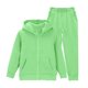 thumbnail image 5 of Chaqueta de invierno de color liso para niños, sudadera larga con capucha y cremallera y pantalones deportivos con lazo en las piernas, conjunto deportivo informal con forro polar para mayor calidez,, 5 of 5