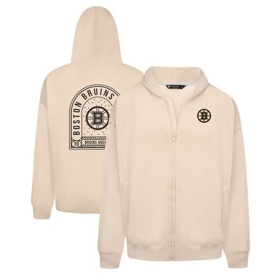 Men's Levelwear Khaki Boston Bruins Uphill Stained Glass Full-Zip Hoodie Jacket