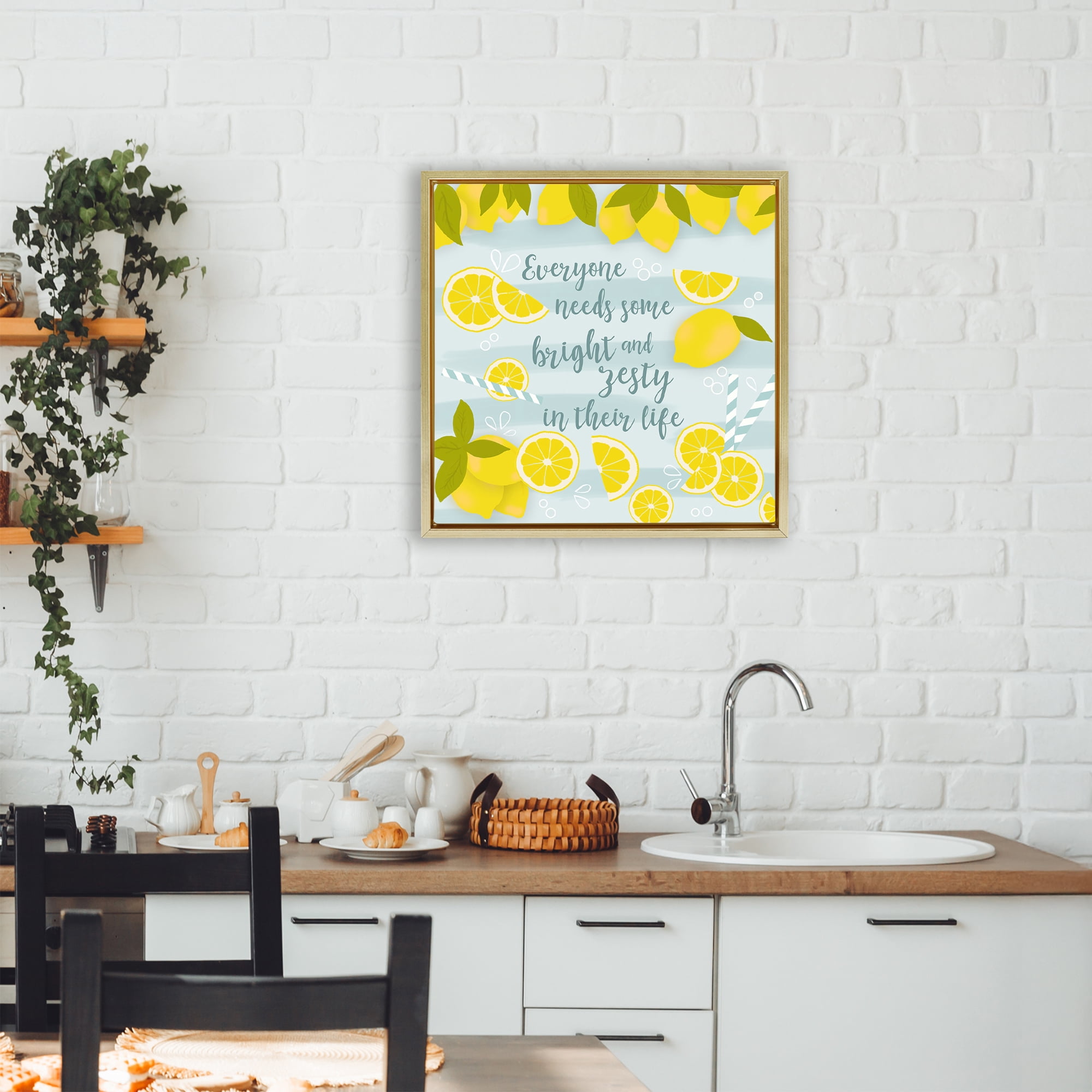 Stupell Industries Everyone Needs Bright & Zesty Gold Framed Floater Canvas Wall Art, design by Anna Quach