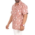 thumbnail image 5 of LA LEELA Men's Hawaiian Short Sleeve Button Down Summer Caribbean Shirt Vacation Halloween Costumes Party Shirts for Men L Allover Bones Skull Red, 5 of 6