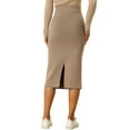 thumbnail image 3 of INSPIRE CHIC Women's Straight Skirt High Waist Midi Sweater Pencil Skirt L Khaki, 3 of 6