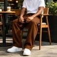 thumbnail image 6 of Baggy Sweatpants Men Wide Leg Drawstring Elastic Waist Relaxed Fit Jogger Outdoor Travel, 6 of 7