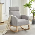 thumbnail image 2 of Acekid Rocking Chair, Wingback Accent Rocker Chair Upholstered Tall Back Arm Chair w/Side Pockets, Ursing Rubber Wood Legs and Side Pocket for Living Room, Bedroom, 2 of 9