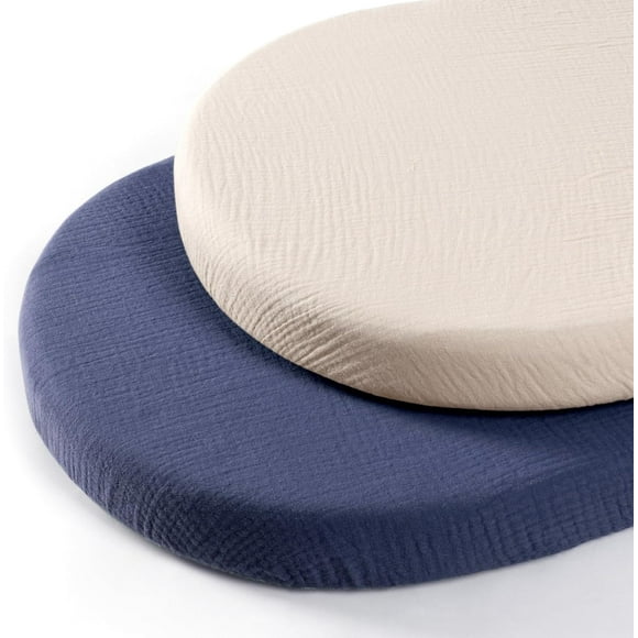 LAICAIW Draps-Housses de Moïse en Mousseline - Draps pour Bébé en Coton Universels pour Matelas de Moïse Rectangulaire, Sablier Ou Ovale (Rose Pâle et Rose Doux)