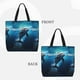 thumbnail image 2 of Fotbe Ice Blue Ocean Cute Dolphin Bolsa Tote con Estampado para Mujer, Bolsos con Cremallera, Bolsa de Hombro Casual de Gran Capacidad con Bolsillos Internos, 2 of 7