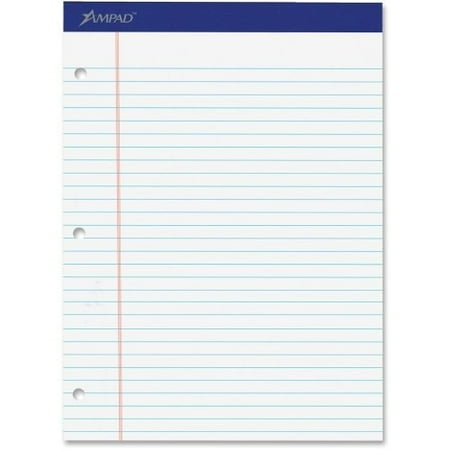 Ampad Legal Pad - ampad 20244 dble sheet pad, legal rule,3-hole,100 sht,8-1/2