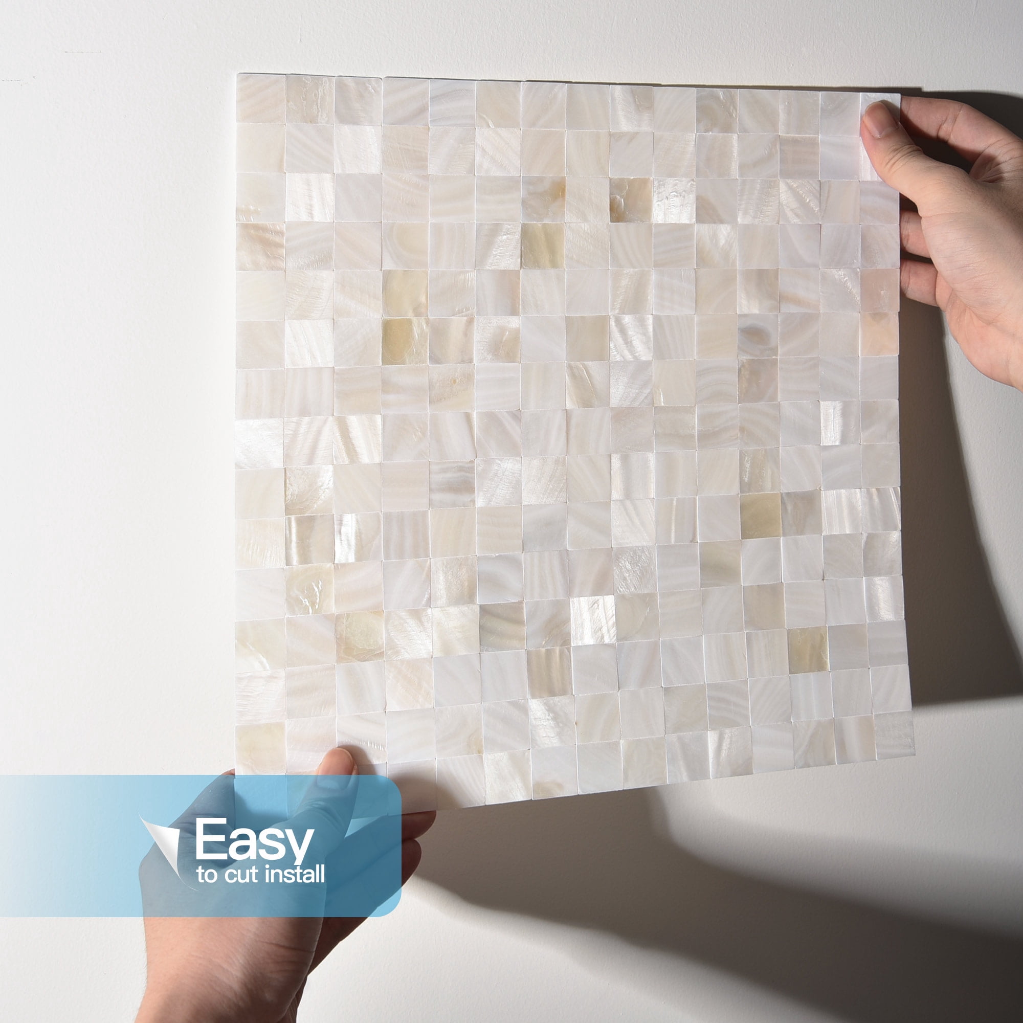 Art3d Mother of Pearl Shell Mini Square Seamless Mosaic Tile for Kitchen Backsplash, Nature Pearl, 12" L X 12" W,(6 Sheets)