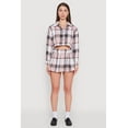 thumbnail image 3 of Womens Plaid Flannel Cropped Long Sleeve Shirt, 3 of 5